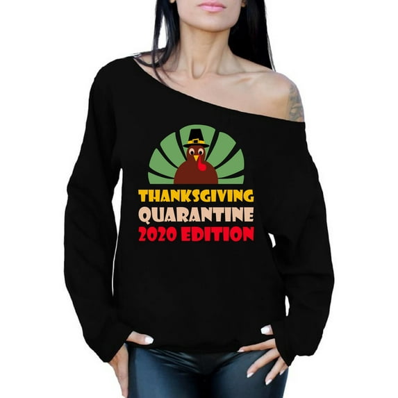 Thanksgiving 2020 Holiday Funny No Thanks - Off The Shoulder Thanksgiving Sweater - Holiday Gift Sweatshirt For Women