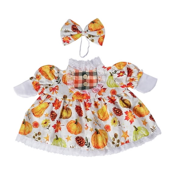 Thanksgiving 23" Fall Porch Goose Outfits, Cement Goose Dress | Medieval Country Lolita Style Goose Costume with Pearl Necklace, Outdoor Decor Garden