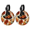 thumbnail image 1 of Thanksgiving 2Pcs PU Leather Round Luggage Tags with Privacy Cover and Name ID Tag for Suitcase, Handbags, Backpacks, School Bags, 1 of 6
