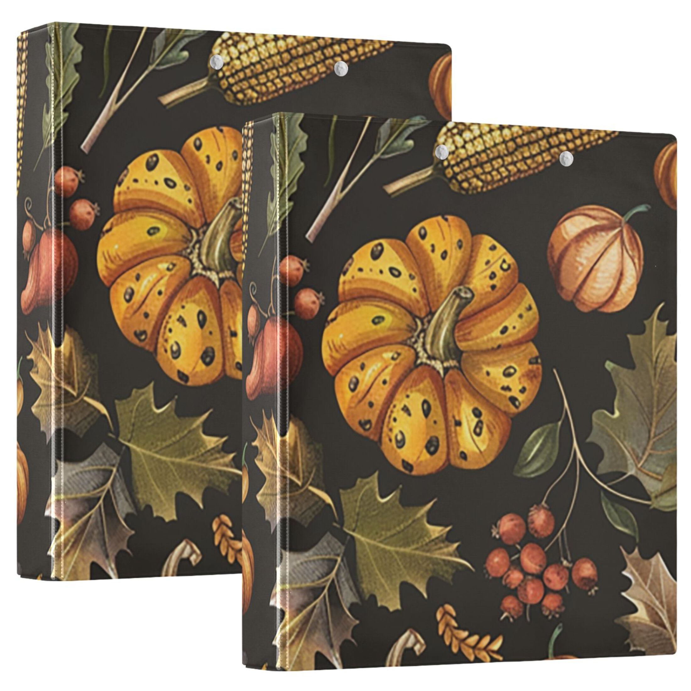 Thanksgiving 3 Ring Binders 1.5 inch Hardcover File Folders with Interior Pockets A4 Size Organizer for School Office Hospital