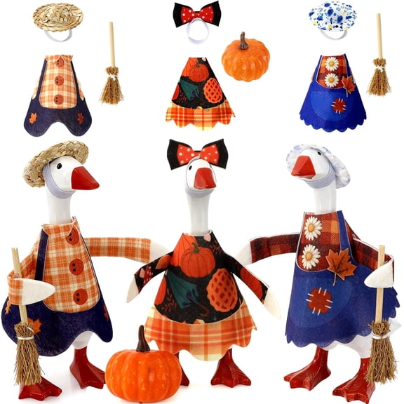Thanksgiving 7 Inch Desk Goose Outfits, Fall Desk Goose Costumes Accessories, Autumn Holiday Decor for Desktop Goose Statues Office and Home Table, Fall Thanksgiving Party Supplies Decor