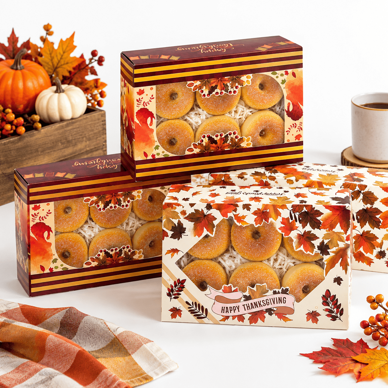 Thanksgiving 9x6x2.5 Inch Cookie Box with Window, 15 Pack Bakery Pastry ...