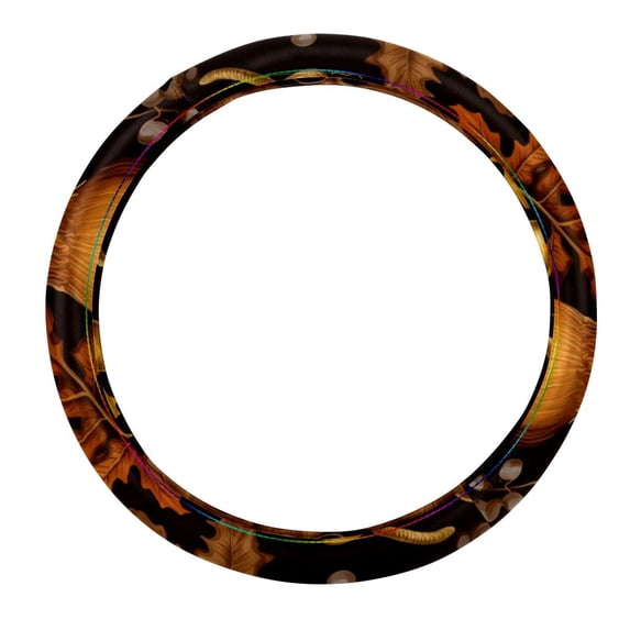 Thanksgiving Acorn 14.5 Inch Printing PVC Leather Car Wheel Cover Steering Wheel Cover Auto Accessories