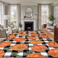thumbnail image 1 of Thanksgiving Area Rugs 6'x9', Washable Small Throw Rugs for Kitchen Dining room, Fall Orange Pumpkin Black White Plaid Indoor Outdoor Rug Non-Slip Low Pile Carpet Runner Reversible Floor Mats, 1 of 8