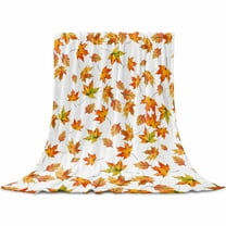 Thanksgiving Autumn Orange Maple Leaf Farmhouse Throw Flannel Blanket 32x48In Super Soft Cozy Bed Blanket, Lightweight Plush Fuzzy Bed Throw for Bedroom Sofa Couch Living Room