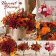 thumbnail image 1 of Thanksgiving Autumn Simulated Flower Pick Set, Fall Floral Stems, Fake Fall Flowers, Artificial Flower Arrangement, 16 Inch No-Maintenance Bundled Arrangement with Pink Dahlia,, 1 of 7