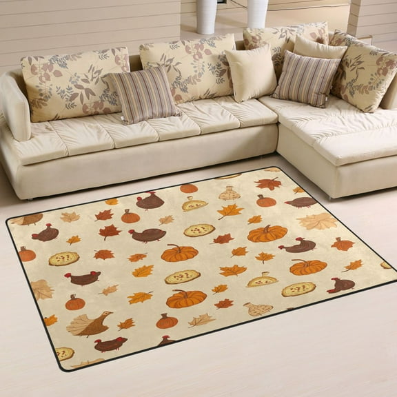 Thanksgiving Autumn Theme Soft Polyester Area Rug 31''x20'', Non Slip, Memory Foam, Water Absorbent