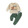 thumbnail image 1 of Thanksgiving Baby Boy Outfit Turkey Gobble Crewneck Sweatshirt Long Pants Toddler Fall Winter Clothes, 1 of 8
