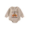 thumbnail image 1 of Thanksgiving Baby Girl Boy Outfit Letter Embroidery Long Sleeve Crew Neck Bubble Sweatshirt Romper Newborn Infant Fall Winter Clothes, 1 of 8