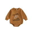 thumbnail image 1 of Thanksgiving Baby Girl Boy Outfit Letter Embroidery Long Sleeve Crew Neck Bubble Sweatshirt Romper Newborn Infant Fall Winter Clothes, 1 of 8