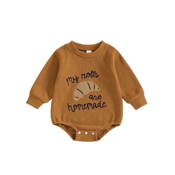 Thanksgiving Baby Girl Boy Outfit Letter Embroidery Long Sleeve Crew Neck Bubble Sweatshirt Romper Newborn Infant Fall Winter Clothes