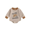thumbnail image 1 of Thanksgiving Baby Girl Boy Outfit Letter Embroidery Long Sleeve Crew Neck Bubble Sweatshirt Romper Newborn Infant Fall Winter Clothes, 1 of 8