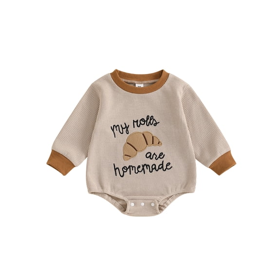 Thanksgiving Baby Girl Boy Outfit Letter Embroidery Long Sleeve Crew Neck Bubble Sweatshirt Romper Newborn Infant Fall Winter Clothes