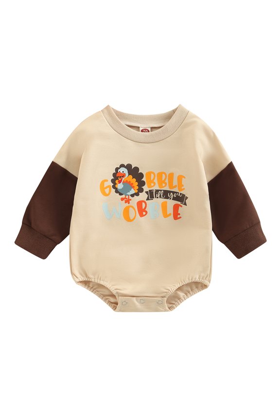Thanksgiving Baby Girl Boy Sweatshirt Romper Oversized Turkey Onesie Bodysuit Gobble Cute Fall Winter Clothes Outfits