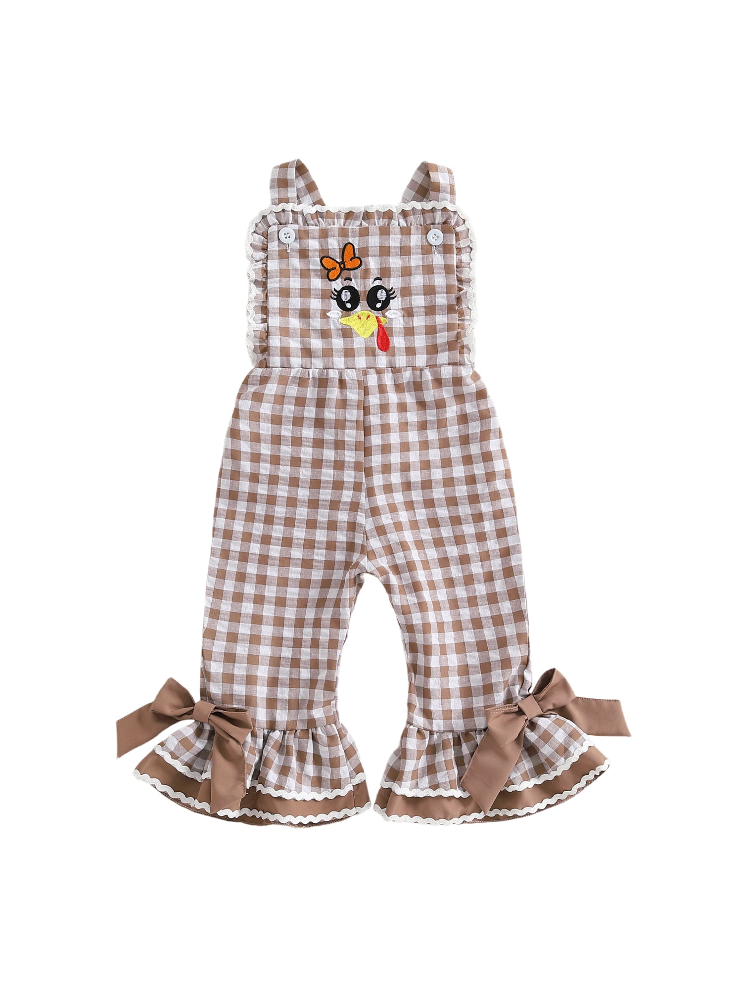 Thanksgiving Baby Girl Outfits Turkey Romper Long Flared Jumpsuit Overalls 6 12 18 24 Months 2 3 4 5 Years Old Toddler Girl Thanksgiving Clothes