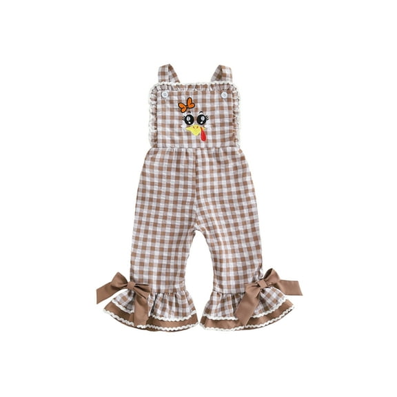 Thanksgiving Baby Girl Outfits Turkey Romper Long Flared Jumpsuit Overalls 6 12 18 24 Months 2 3 4 5 Years Old Toddler Girl Thanksgiving Clothes