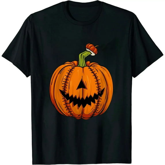 Thanksgiving Baseball Halloween Pumpkin Boys Pitcher Catcher T-Shirt