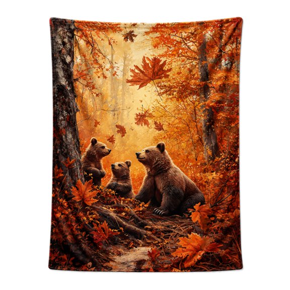 Thanksgiving Bear Throw Blanket Ultra Soft Cozy Decorative Flannel Blankets for Home Bed Couch Chair Travel 50x40