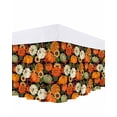 thumbnail image 1 of Thanksgiving Bed Skirt Queen Size 16 Inch Drop, Green Orange Pumpkin Fall Plant Sunflower Black Wrap Around Dust Ruffle Bedskirts, Wrinkle & Fade Resistant Easy Fit Bedskirt with Adjustable Elastic, 1 of 8