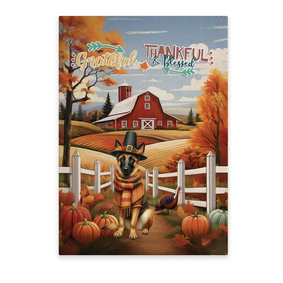 Thanksgiving Belgian Malinois Pilgrim Grateful, Thankful, Blessed Fall Welcome Vertical Matte Canvas Poster Sheepdog Dog Lover Gifts Wall Art Home Decor - 00021