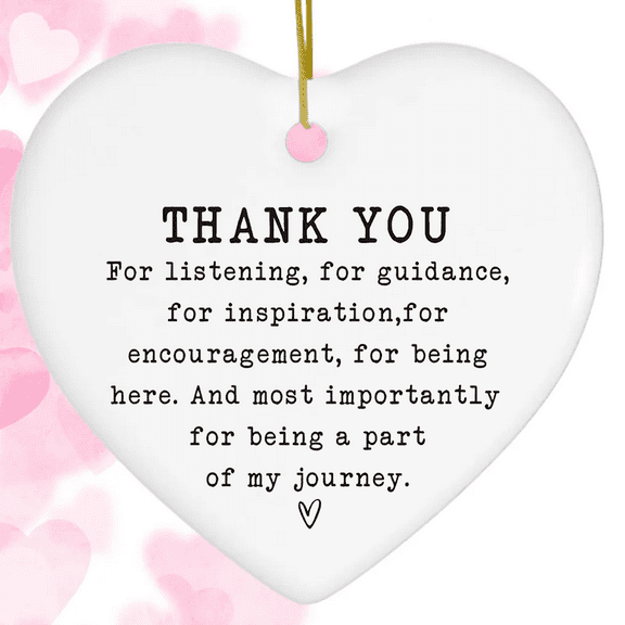 Thanksgiving Birthday Christmas Gift-Thank You Gift for Leader Boss Teacher Mentor Tutor Coach Godparents Best Friends-Ceramic Heart Ornament Keepsake Sign Plaque Decor Present-Double-Sided Printing