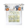 thumbnail image 1 of Thanksgiving Blue Pumpkin Curtain Valances for Windows, Autumn Eucalyptus Leaves Window Valances, Window Treatment Rod Pocket Valance Curtains for Living Room/Kitchen/Bedroom/Bathroom, 54x18inch, 1 of 9
