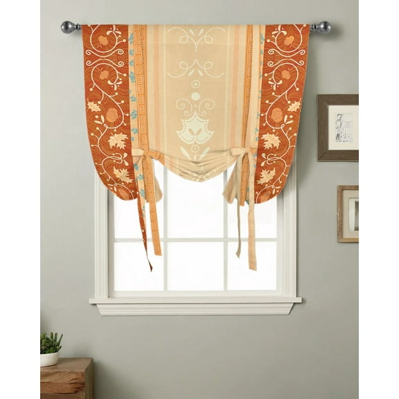 Thanksgiving Boho Ethnic Maple Leaf Window Curtain for Living Room Home Decor Blinds Drapes Kitchen Tie-up Short Curtains