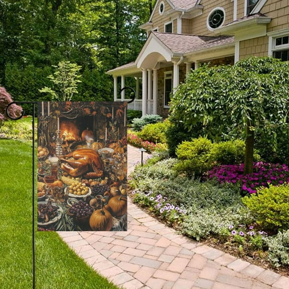 Thanksgiving Bountiful Dinner Garden Flag 12x18 inch Double Sided Outside Yard Decorations for Home Outdoor