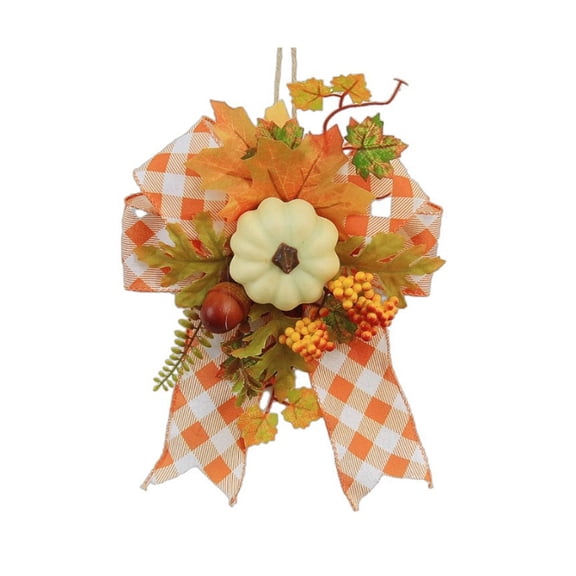 Thanksgiving Bow Sunflower Hanging Ornament, Artificial Autumn Floral Wall Plaque, Faux Fall Bloom Door Pendant, Window Display Seasonal Atmosphere Decor Accessory