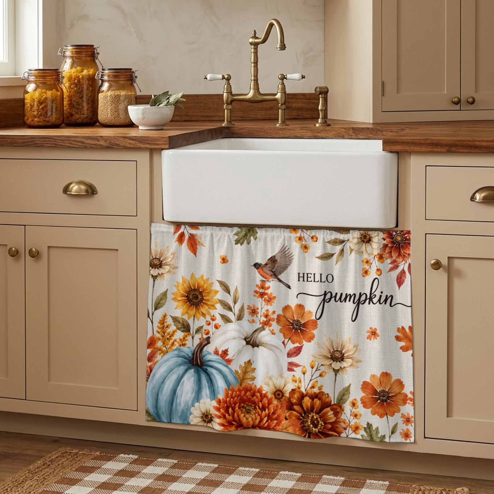 Turky Pentry Thanksgiving Cabinet Curtains 11