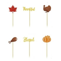 Thanksgiving Cake Decorations 12-Piece Set Cupcake Toppers With Turkey Pumpkin Maple Leaf Designs For Fall Party Dessert Displays