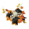 thumbnail image 1 of Thanksgiving Candle Rings Wreath 9.45inch Candle Holder Fall Artificial Maple Leaf Harvest Small Wreaths Candle Garland for Wedding,Door Tabletop Decoration, 1 of 7