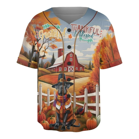 Thanksgiving Cane Corso Pilgrim Grateful, Thankful, Blessed Fall Welcome All Over Print 3D Baseball Shirt Italian Mastiff Dog Lover Gifts Idea Softball Sport - 00021