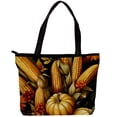 thumbnail image 1 of Thanksgiving Canvas Leather Mix Handheld Bag - Twill, Sponge, Jeanette Material - 30x10.5x39cm/11.8x4.1x15.4in Size, 1 of 5