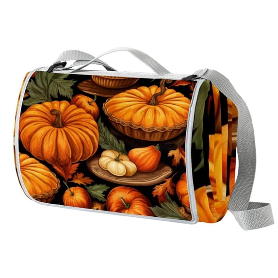Thanksgiving Canvas Picnic Blanket Waterproof Outdoor Extra Large for Family Beach Hiking Camping - Foldable and Portable Mat with Carry Handle - Durable, Easy to Clean, Lightweight.