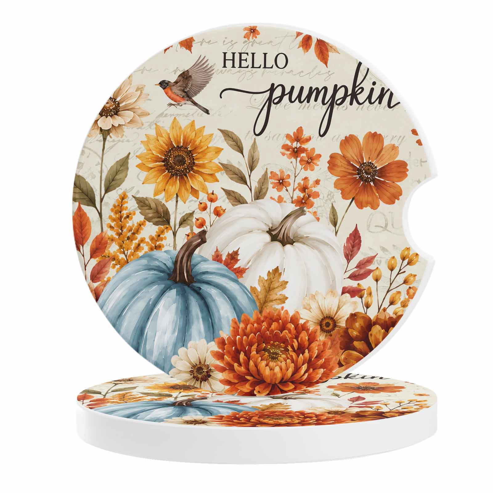 Rustic Mug Rack Thanksgiving Car Coasters for Cup Holders Set of 2 Absorbent, 2.56 ...