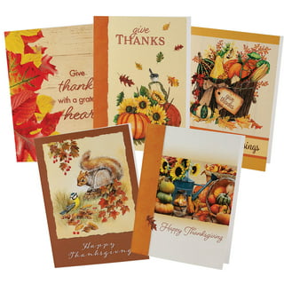 Thanksgiving Cards (Variety Pack) - Set of 18 Boxed Cards & 19 White  Envelopes, 5x7 Folded Greeting Card with 6 Unique Designs, Funny  Thanksgiving Cards for Family and Friends 
