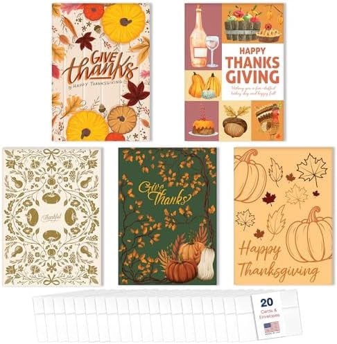 Thanksgiving Cards for Business & Family (Variety Pack of 5 Designs of ...