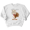 thumbnail image 1 of Thanksgiving Cat Meow Funny Hiding Turkey Crewneck Sweatshirt, XL, White, 1 of 6