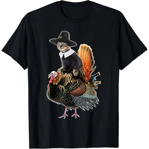 Thanksgiving Cat Pilgrim Costume Tee – Funny Turkey Day Graphic Shirt, Autumn Outfit