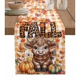 thumbnail image 1 of Thanksgiving Cattle Table Runner 48 Inches, Fall Pumpkin Maple Leaf Botanical Plaid Bed Runner Dresser Scarves Tabletop for Indoor Outdoor Parties/Ceremony/Banquet, 13" x 48", 1 of 8