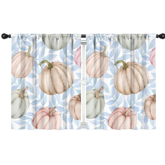 Thanksgiving Celebration Autumn Aesthetic Tier Curtains 2 Pieces Semi-Sheer Fabric,42x54in Kitchen Curtains Fall Holiday Long Curtain