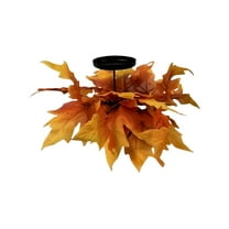 Thanksgiving Centerpiece with Candle Holder - Fall Harvest Decor with Maple Leaves, Pumpkins & Berries, Autumn Tabletop Display for Kitchen, Dining Table & Festival Decor