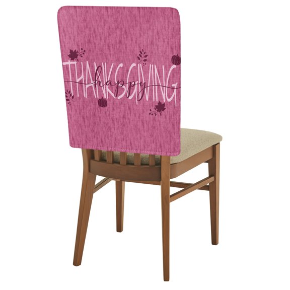 Thanksgiving Chair Back Covers Set of 1 Happy Thanksgiving Script Plum Wine Backdrop Pumpkin Removable Dining Chair Slipcovers Washable Seat Protector for Restaurant Party Banquet Kichen Decor