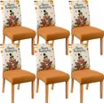thumbnail image 1 of Thanksgiving Chair Covers Set of 6, Turkey & Pumpkin Festive Pastel Color Chairs Slipcover for Dining Room, Removable Washable Breathable Cover in The Kitchen Restaurant Holiday Decor, 1 of 6