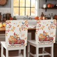 thumbnail image 1 of Thanksgiving Chair Covers Set of 8 Hello Fall Truck Pumpkin Maple Leaf Linen Chair Back Covers Stretch Removable Washable Slipcovers Protector for Dining Room Kitchen Party Decor, 1 of 5