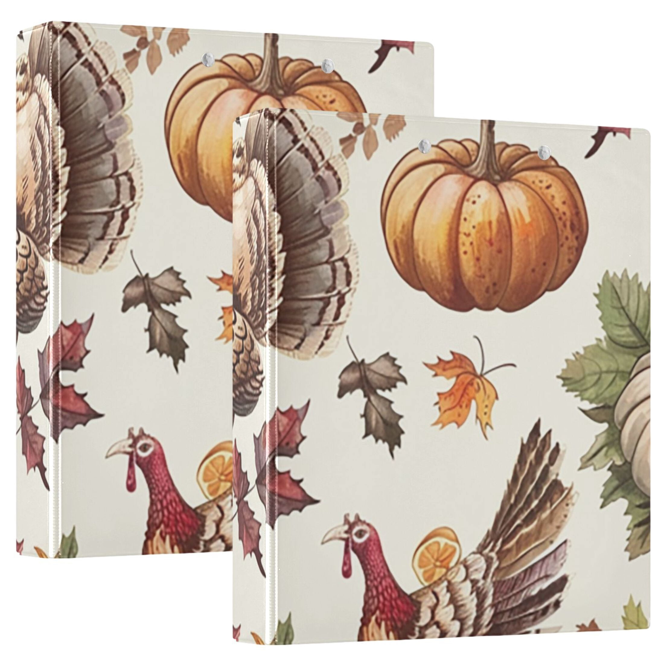Thanksgiving Chicken 3 Ring Binders 1.5 inch Hardcover File Folders with Interior Pockets A4 Size Organizer for School Office Hospital