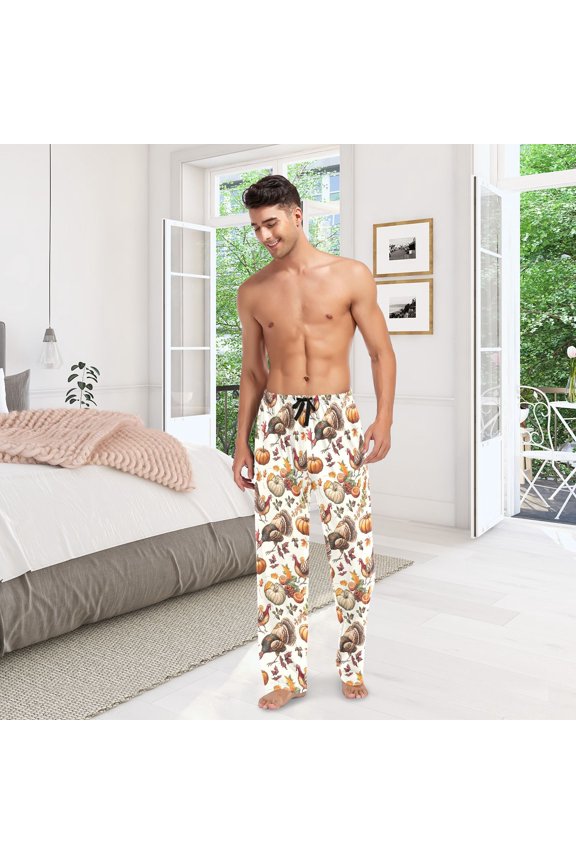 Thanksgiving Chicken Mens Pajama Pants Cotton Elastic Waistband Lounge Sleep Pajama Bottoms Pj with Pocket