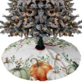 thumbnail image 1 of Thanksgiving Christmas Tree Skirt 48 Inches, Fall Sage Green White Pumpkin Maple Leaf Xmas Trees Skirt Mat Cover Decorations for Holiday Party Indoor Outdoor, 1 of 9