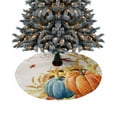 thumbnail image 1 of Thanksgiving Christmas Tree Skirt 48 Inches Large Christmas Skirt Tree, Hello Pumpkins Orange Blue Fall Maple Leaf Wheat Tree Skirt Christmas Decorations for Fireplace Party Holidays Indoor Outdoor, 1 of 7